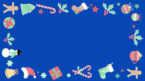 クリスマス動画素材 ブルーホワイトでおしゃれな「クリスマスリース」の飾り枠・透明フレー イラストボックス「プレミアム」テンプレート