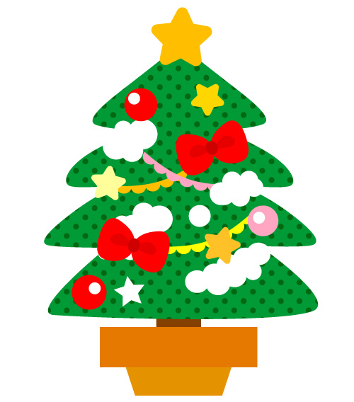 クリスマスツリーを用意する白クマの無料 フリー イラストかわいい手描きの無料素材「てがきっず」保育園・小学校・介護施設にぴったりのフリー素材 イラスト