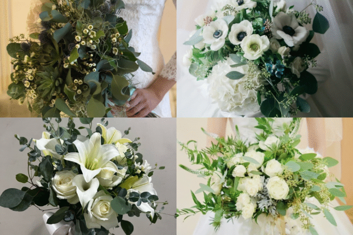 花のギフト 花清白グリーン系のウェディング装花