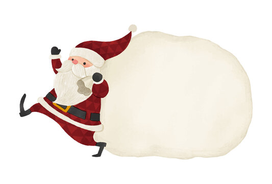 トナカイのソリに乗っているサンタクロースのイラスト無料フリーイラスト素材集 Frame illust