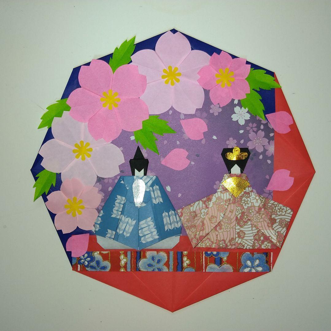 Origami〗桜の花でコンパクトで可愛いリースを作ります。Of cherry blossoms,I make a cute lease with acompac＃簡単折り紙 ＃リース ＃ひな祭り