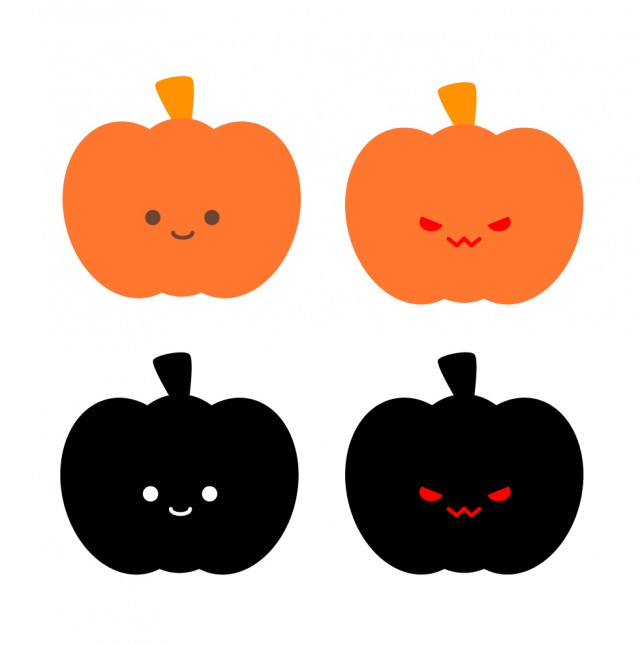 かぼちゃ・ハロウィンのシルエットイラストイラスト無料・かわいいテンプレート