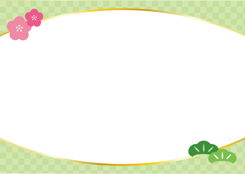 ピンク色の可愛い梅の花お正月フレーム・1月のお知らせや正月のフレーム素材にフレーム 飾り枠 Decome