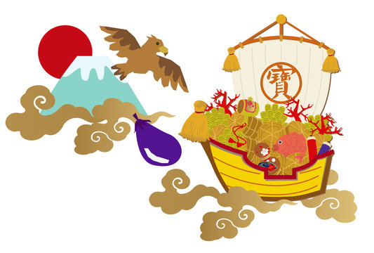 お正月に見るラッキーな初夢のイラスト素材109360442- PIXTA