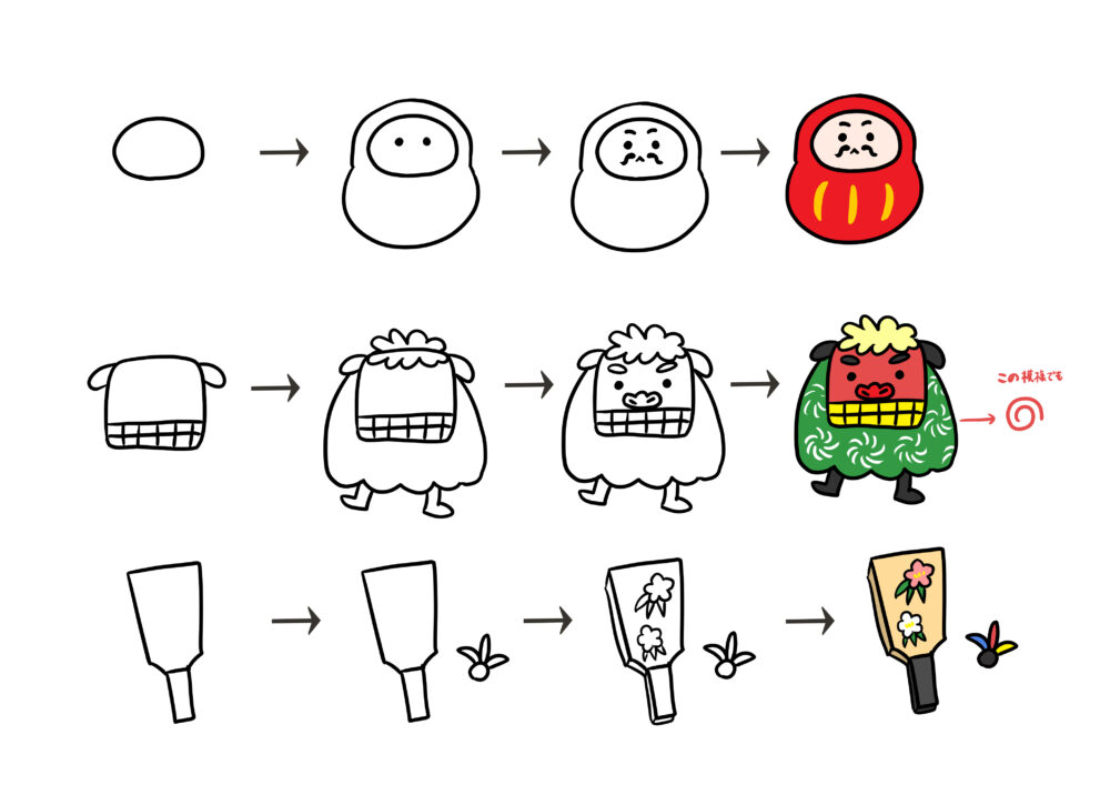 正月だるまの動くイラストうごかわっ