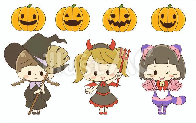 かわいいハロウィンの猫の仮装をした女の子のベクターイラストアイコン225363504- イメージマート