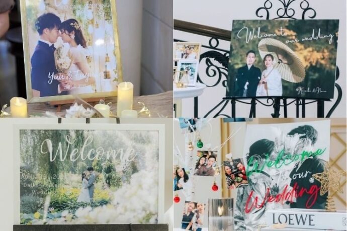 文字だけシンプルがおしゃれ! 木のウェルカムボードの文例