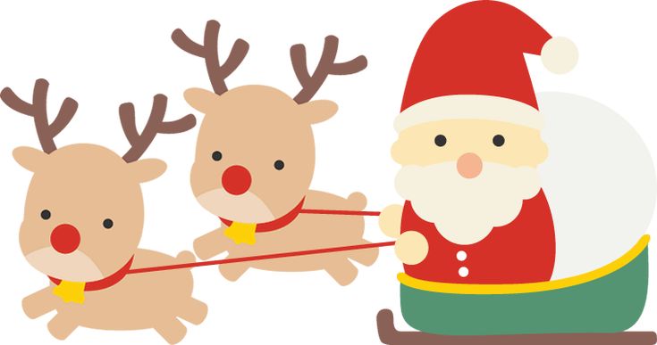 クリスマスツリーのサンタとトナカイイラストのフリー素材イラストイメージ