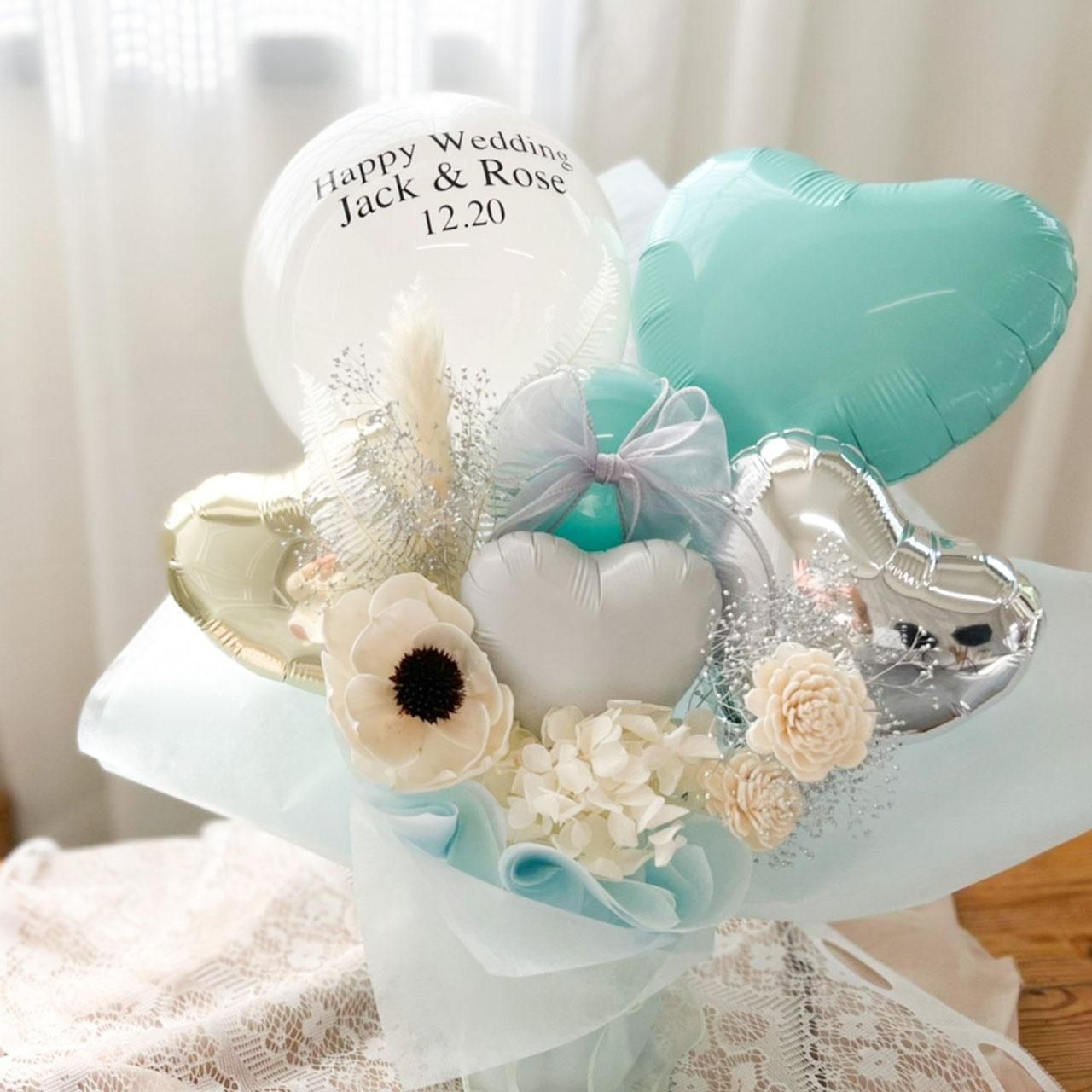 バルーンギフト アジサイ 名前入れ 誕生日プレゼント 結婚祝い 開店祝い バースデー バルーン電報 結婚式 バルーンおしゃれなバルーンギフトとおむつケーキBalloon&Gift ChicoRico