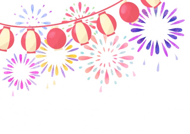 シンプルなカラフル提灯セット 夏祭り ：イラスト無料