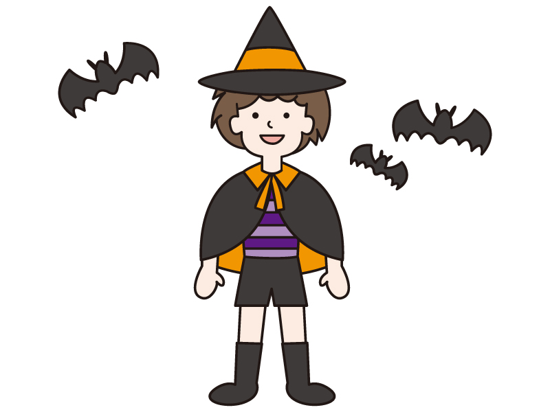 男の子の魔法使い ハロウィン：イラスト無料