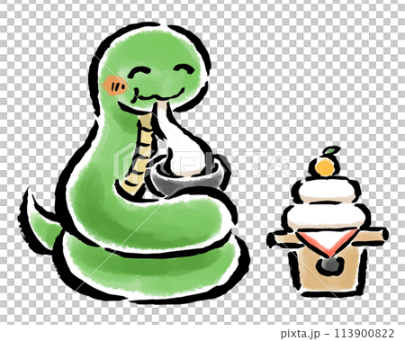 蛇のお正月年賀状：イラスト無料