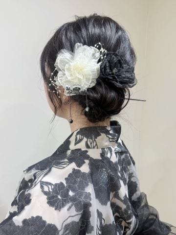 ボブ ミディアム成人式振袖リボン髪飾りS ツインお団子ヘアアレンジ 卒業式袴 - メルカリ