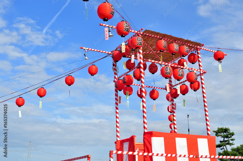 PSD 盆踊り会場とヤグラ 消灯- 自然編06背景素材店みにくる