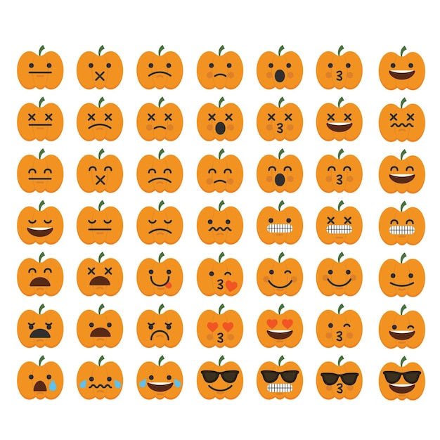 ハッピーハロウィーンのカボチャの絵文字セットイラスト素材透過、PNGフリー画像ダウンロード - Pngtree