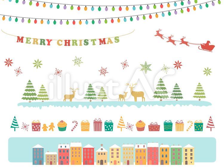 クリスマスのラインイラストが無料！イラストボックス