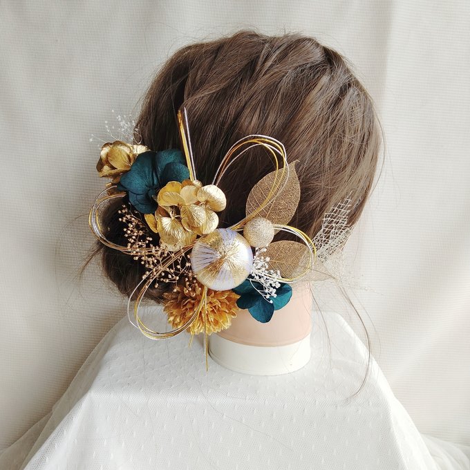 水引 金箔 結婚式 成人式 飾り紐 ゴールド 髪飾り 卒業式 七五三 浴衣に 和装 振袖 袴ゴールド楽天市場当日発送 髪飾り 卒業式成人式 水引 金箔 ゴールドピン 金 銀箔 ゴールド シルバー ヘアアクセサリー 紐 花 ドライフラワー 前撮り 成人式前撮り 振袖 袴