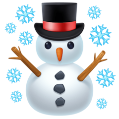 Google Noto Color Emoji Android 12.0の☃️ 雪だるまと雪