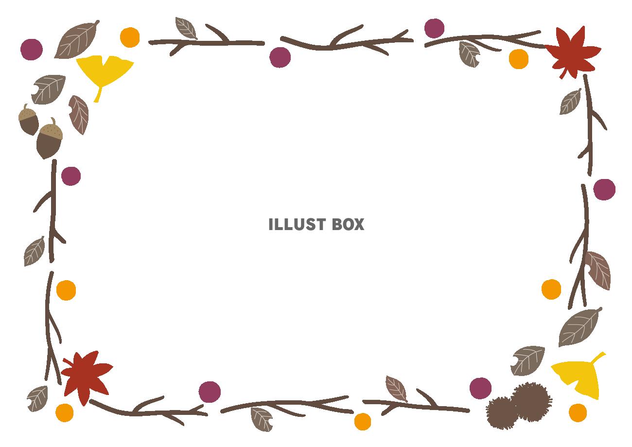 紅葉した落ち葉の黒板フレーム枠無料フリーイラスト - イラストストック