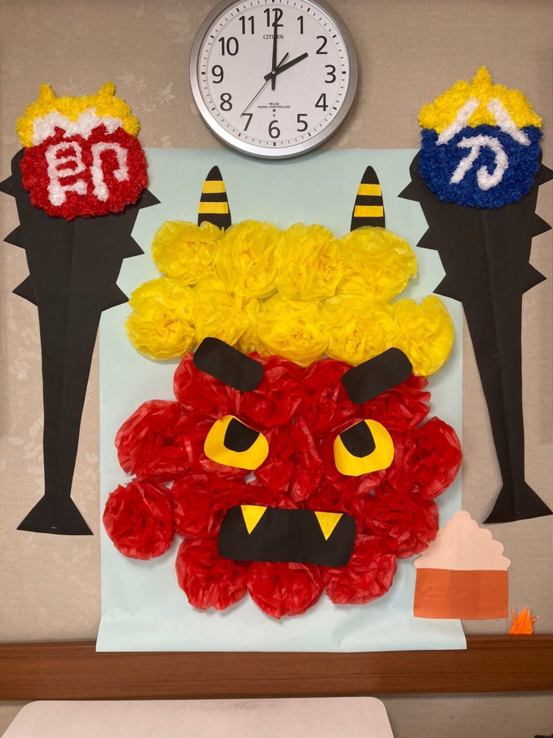 壁面飾り 節分② 2月 無料ダウンロード型紙で「節分 恵方巻き」の壁面飾り