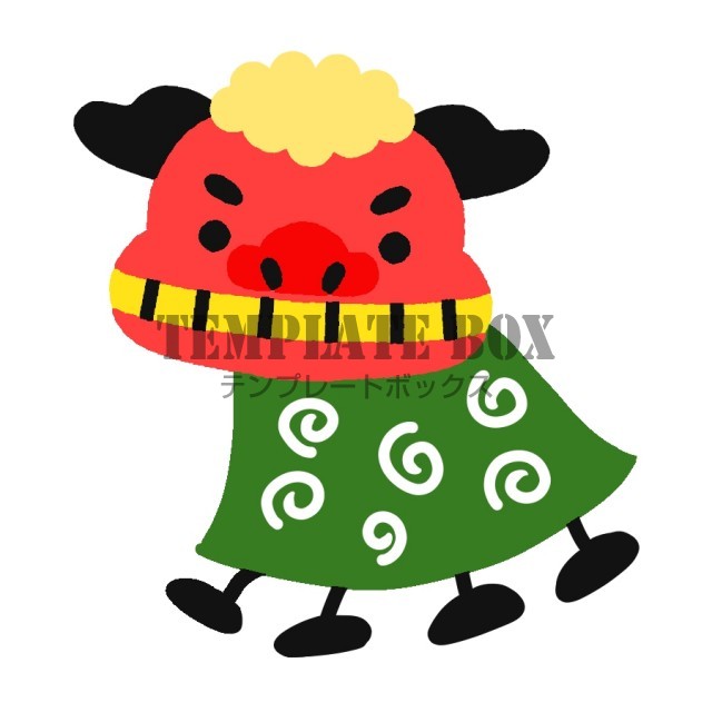 獅子舞 可愛いシンプルイラスト フリー素材 – アイコン・イラストダウンロードサイト OWL STOCK -オウルストック