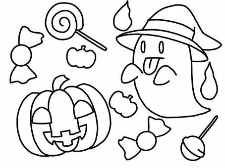 ハロウィンの塗り絵風船モチーフがかわいい幼児向け無料ダウンロード