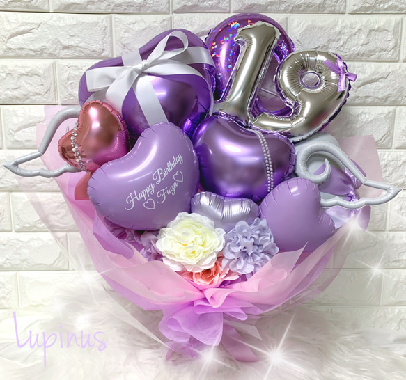 lafiesta1136 Mサイズバルーンフラワー 花束 プリザーブドフラワー バルーンブーケ 名入れ 紫 古希 お祝い 喜寿 卒寿 傘寿 開業誕生日 結婚 両親贈呈 祝電 : La Fiesta - 通販 - Yahoo!ショッピング