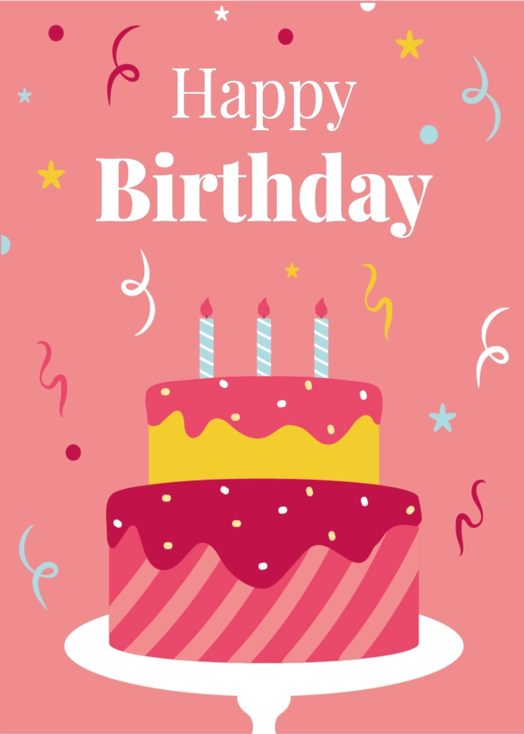 誕生祝いポストカードテンプレート「キャンドル」ダウンロードかわいい無料ポストカードテンプレート はがき絵箱