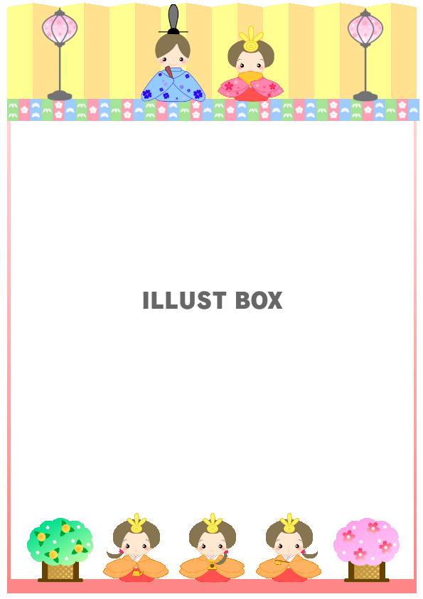 円形縦型ひな人形３月の無料フレーム素材・3月ひな祭りフレームお知らせ素材無料イラスト素材TemplateBox