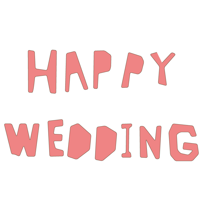寄せ書きデザイン - 文字・文章素材「Happy Wedding-透明ガラス」