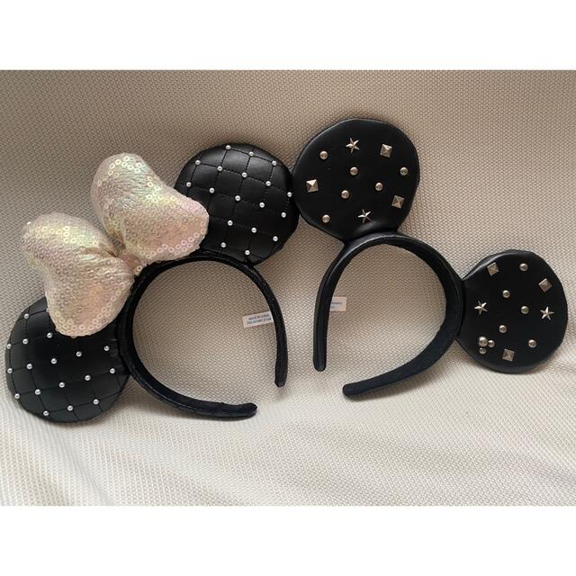ディズニー✨新品タグ付き カチューシャ ペア ホワイト パール ミニー ２点 くすみパステルカラーの
