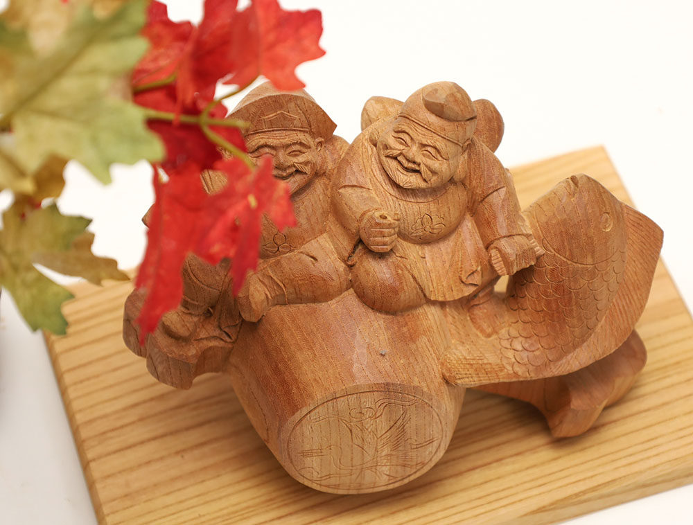 縁起物大黒天 天然木 恵比寿様 縁起物 大黒天 大黒様 恵比寿様 恵比寿天 15cm 商売繁盛