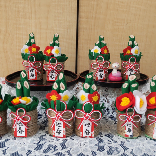 お正月飾りフェルトハンドメイドリース