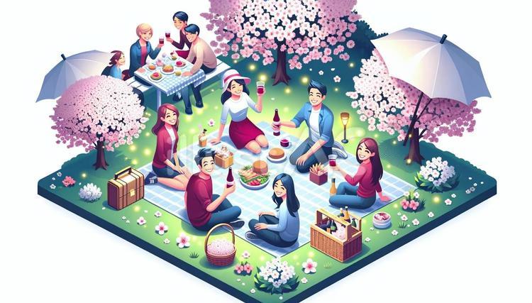 🌸お花見イラスト公開🌸 4月は桜の季節✨仲良くお花見をしている冬月さん、氷室くん、ゆきみんのイラストを公開‼️ こちらのイラストを使用したブロマイドが当たるプレゼントキャンペーンも実施します🎁 ️ 氷属性男子とクールな同僚女子氷属性男子