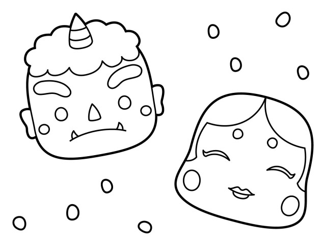 季節の塗り絵 2月 節分 鬼と豆