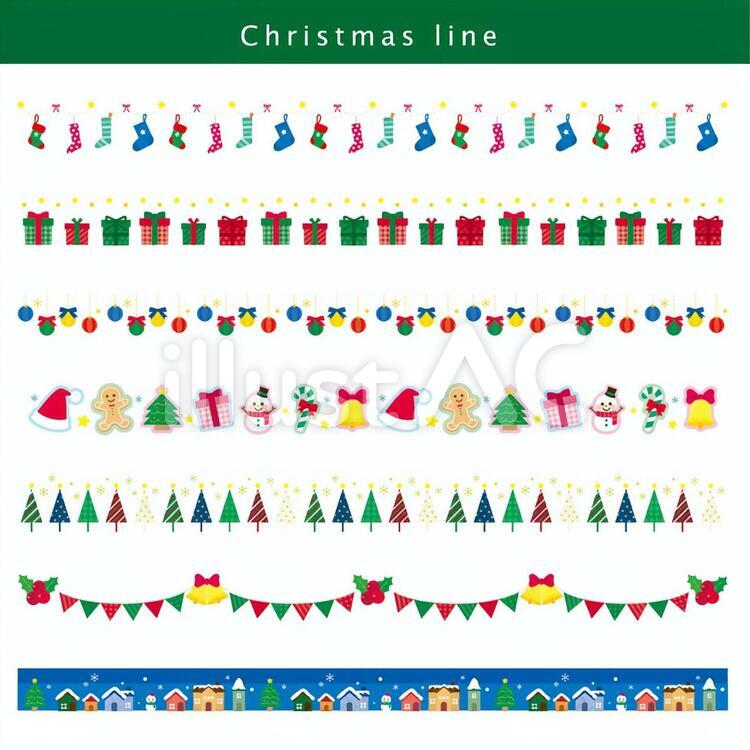 飾り枠・ライン・無料イラスト素材 クリスマス
