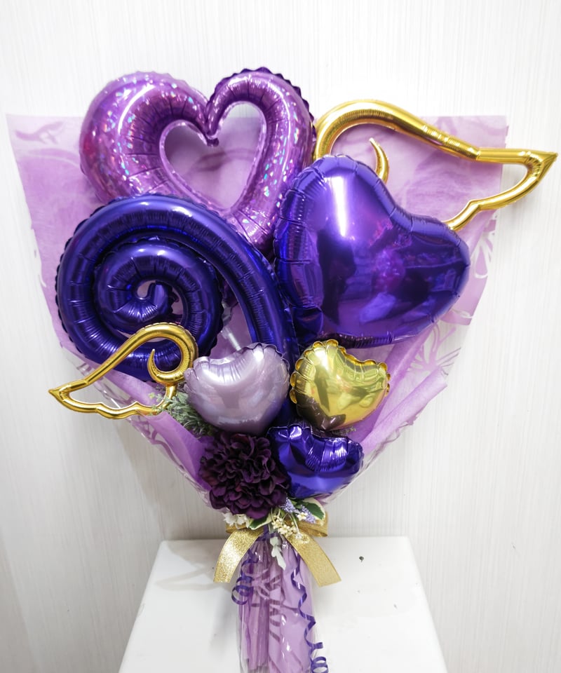 送料無料 バルーンブーケパープル