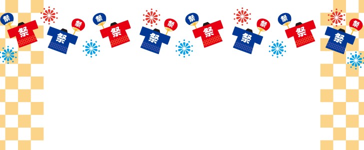 屋台と提灯のお祭りフレーム飾り枠イラスト無料イラスト かわいいフリー素材集 フレームぽけっと