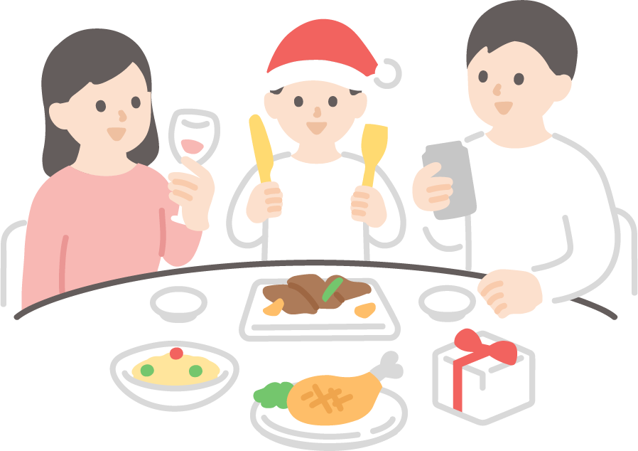 クリスマスパーティをする女子会の無料イラスト58645素材Good
