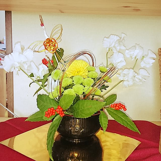 201226 12月 第3回 お正月花 - 作楽会 いけばな 草月流