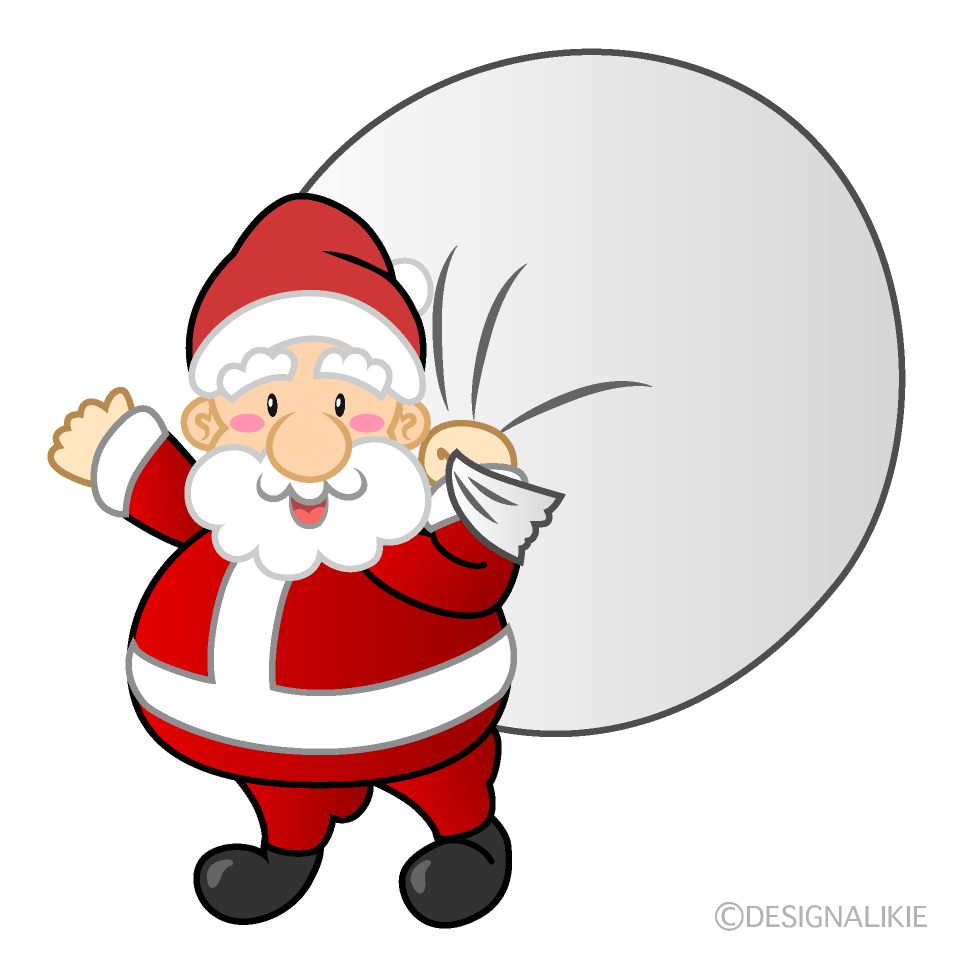 クリスマス 上を見上げるサンタさんと雪だるまのイラスト無料イラスト素材素材ラボ