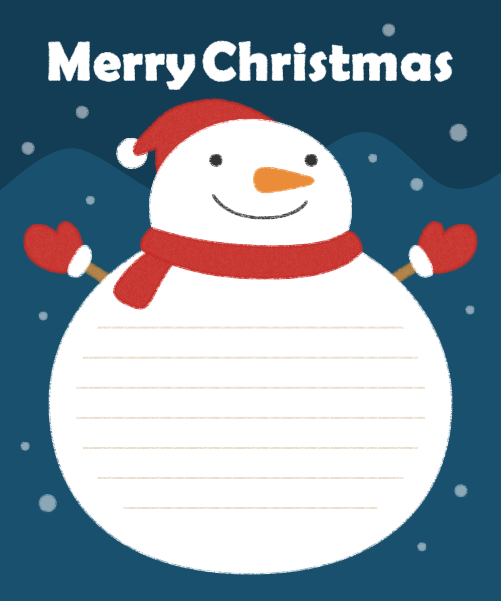 メッセージカード・2月は雪の結晶・寒い冬のイラストフレーム はがきサイズ・A4 。ダウンロ