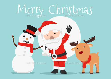 クリスマスカード：雪だるまの家族