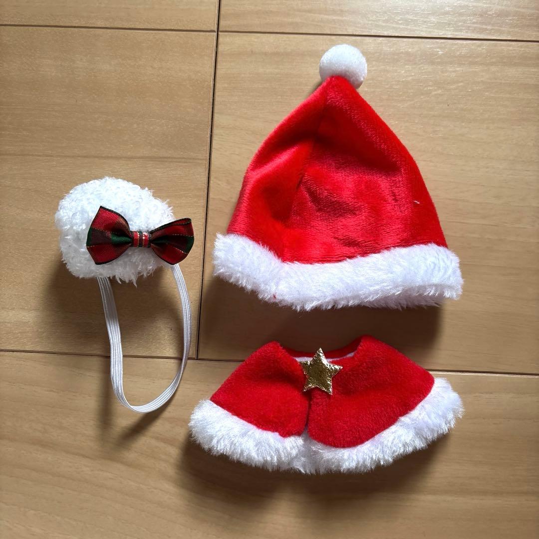 セリアのXmasねこサンタコスプレ、衣装は苦手だけどコレはおとなしく着てくれたオキラクウサギ