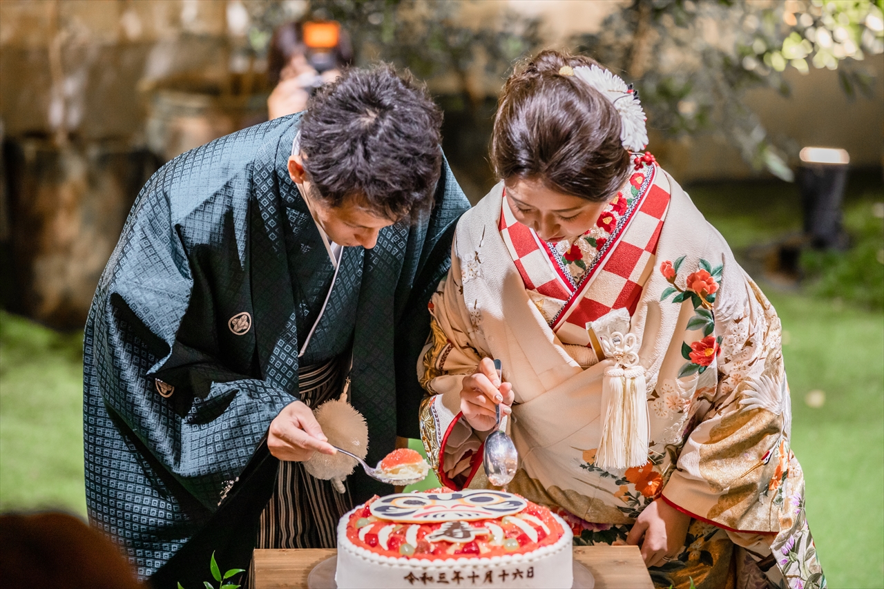 本日ご注文いただいた和風ウェディングケーキの写真です:洋菓子工房KAWAMURA