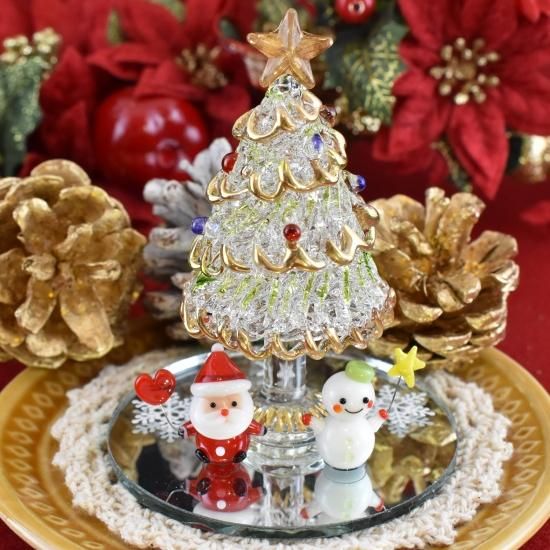 クリスマス 飾り サンタクロース ミニチュア ガラス細工 グラススクエア サンタくん - 海の雑貨・水族館グッズ・動物ぬいぐるみ通販ショップまんぼう屋ドットコム