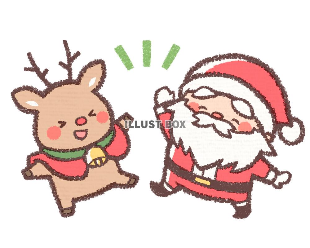 かわいいサンタクロースとトナカイのクリスマスキャラクターイラスト02のイラスト素材FYI08132221ストックフォトの QleanMarket キュリンマーケット
