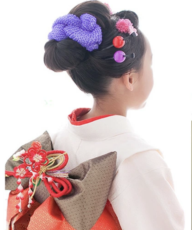 レミ流 新日本髪＃1七五三短い髪で桃割れ風