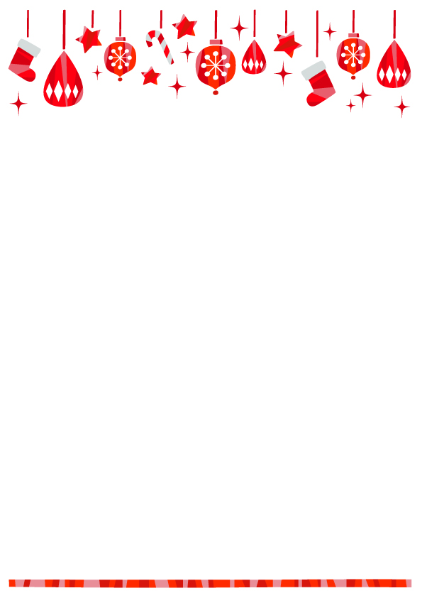 クリスマスのシンプル枠イラスト-縦 ＜無料＞かわいいフリー素材 イラストK