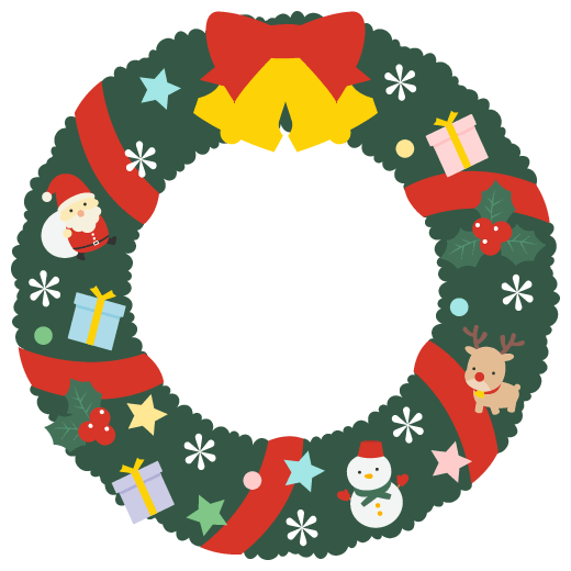 クリスマスリースのフレーム飾り枠イラスト無料イラスト かわいいフリー素材集 フレームぽけっと